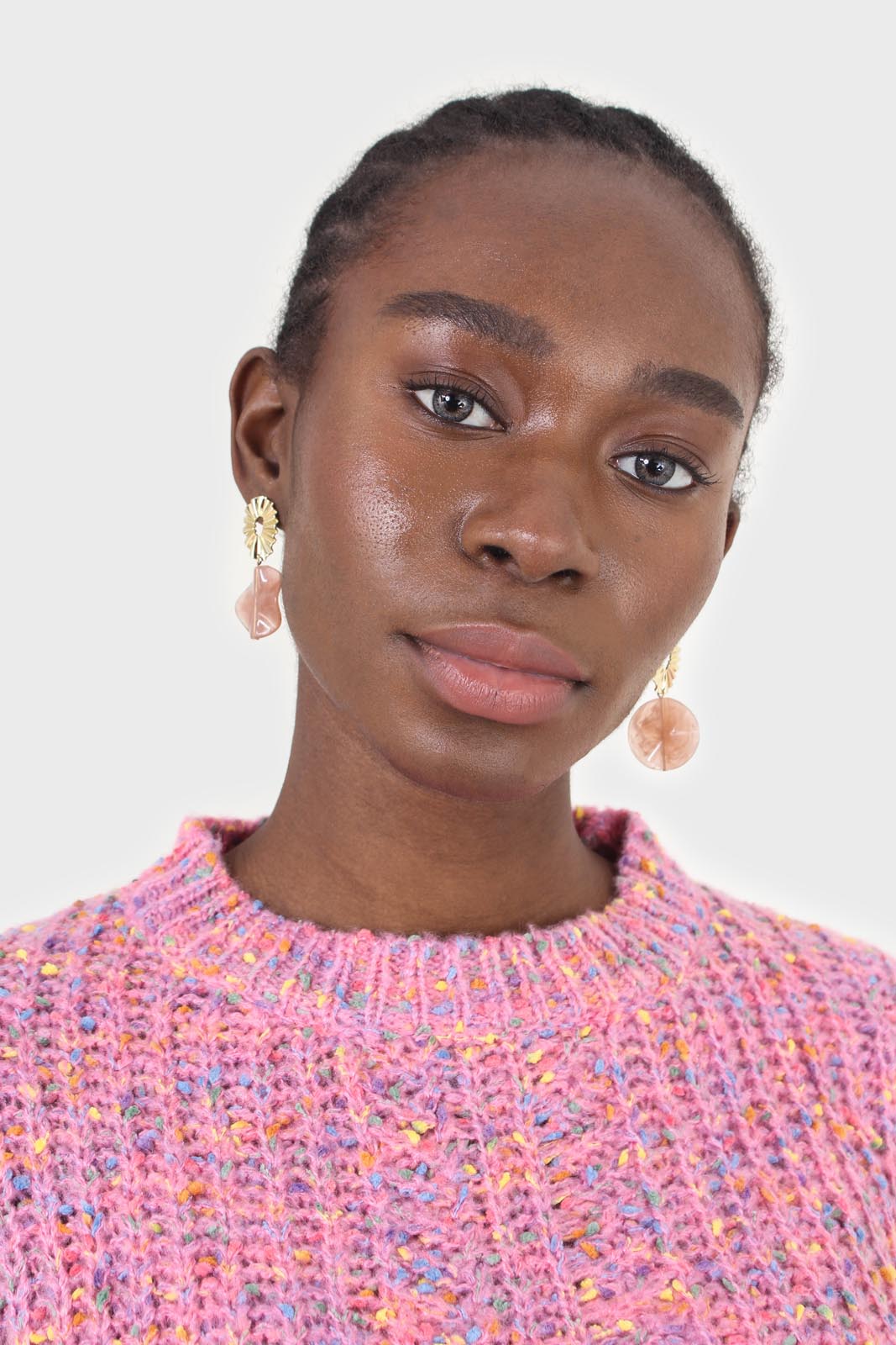 Pink rainbow fleck cropped jumper