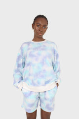 Blue and green tie dye shorts