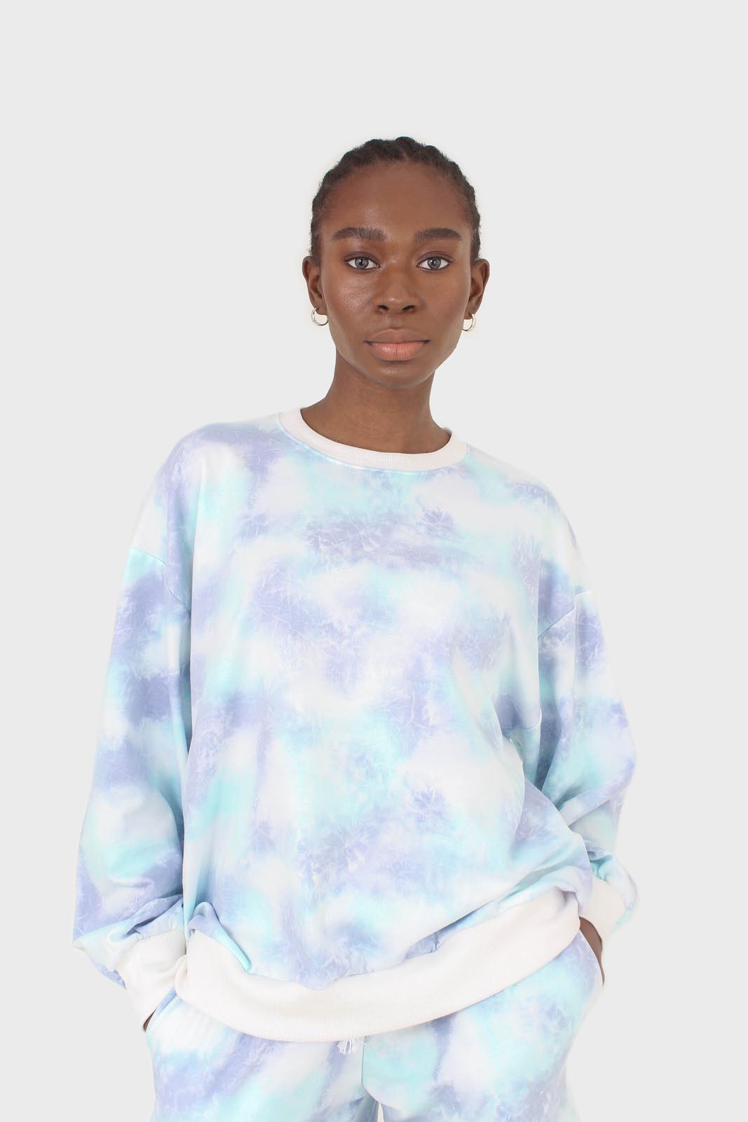 Blue and green tie dye sweatshirt