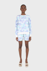 Blue and green tie dye shorts
