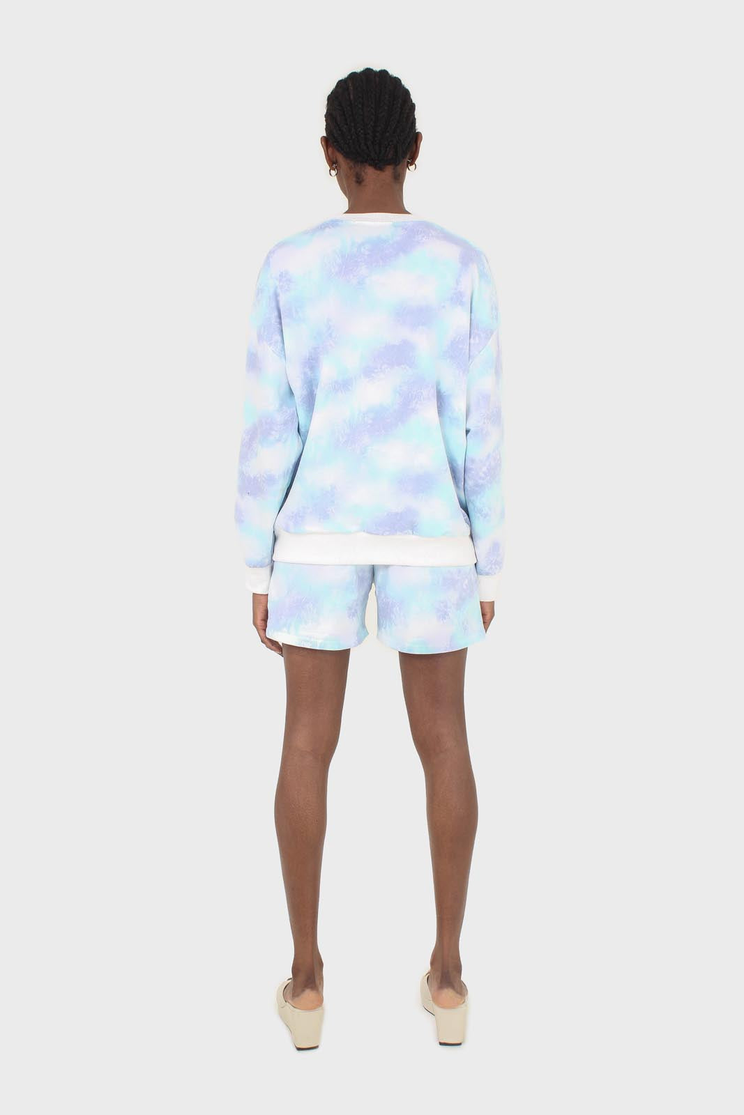 Blue and green tie dye shorts