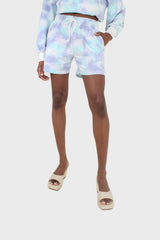 Blue and green tie dye shorts