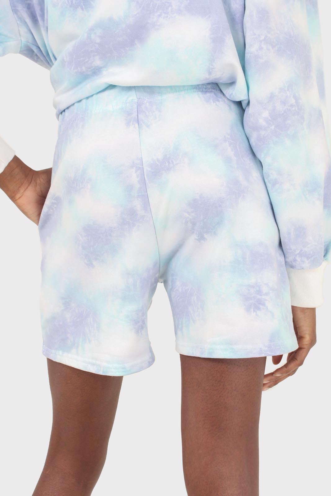 Blue and green tie dye shorts