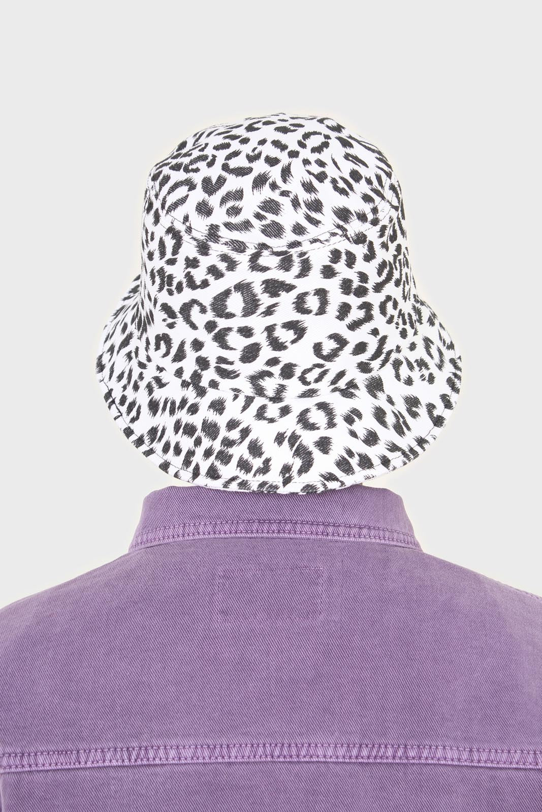 Ivory and black leopard print bucket hat