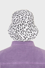 Ivory and black leopard print bucket hat