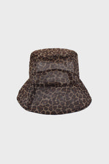 Brown mesh leopard print bucket hat