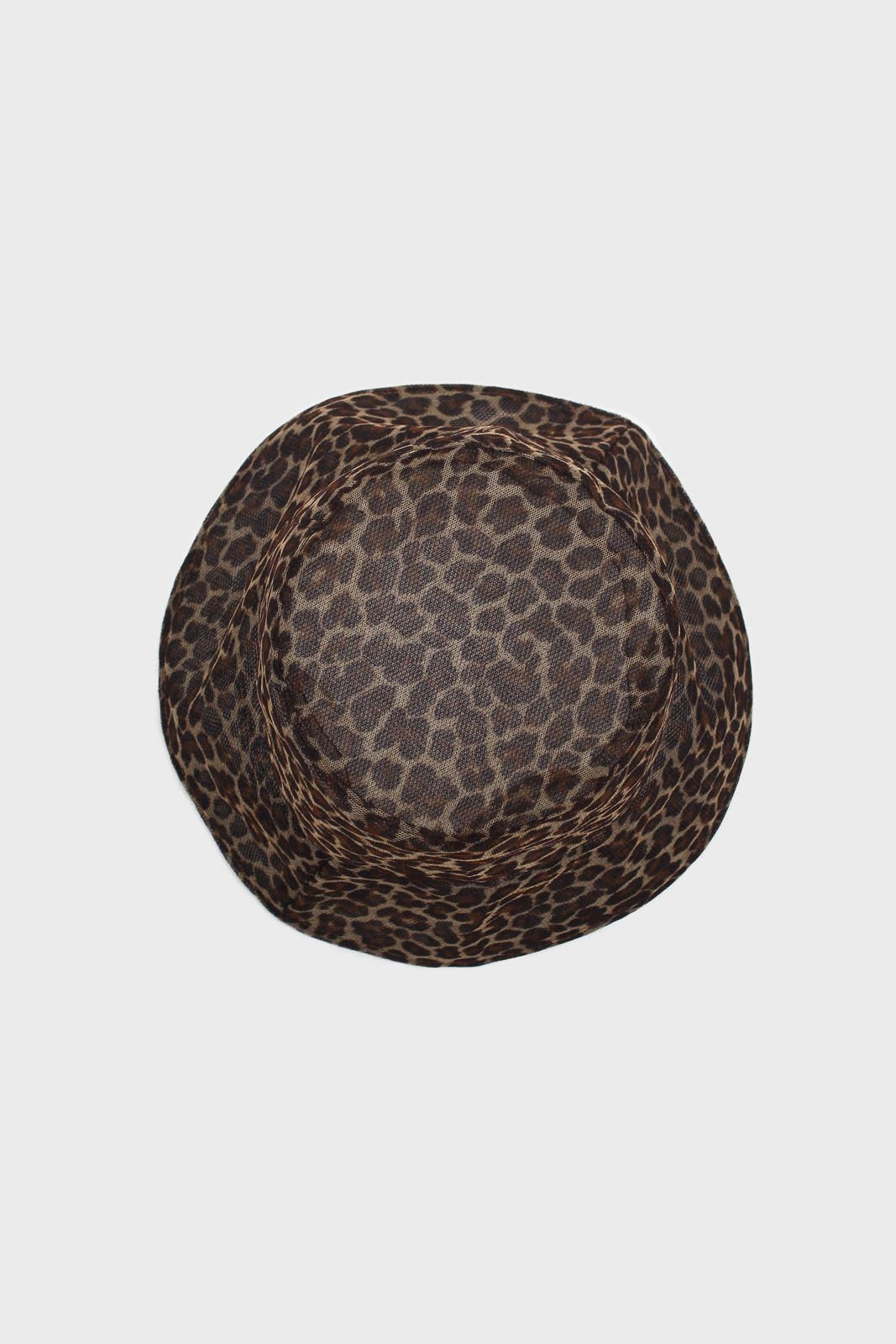 Brown mesh leopard print bucket hat