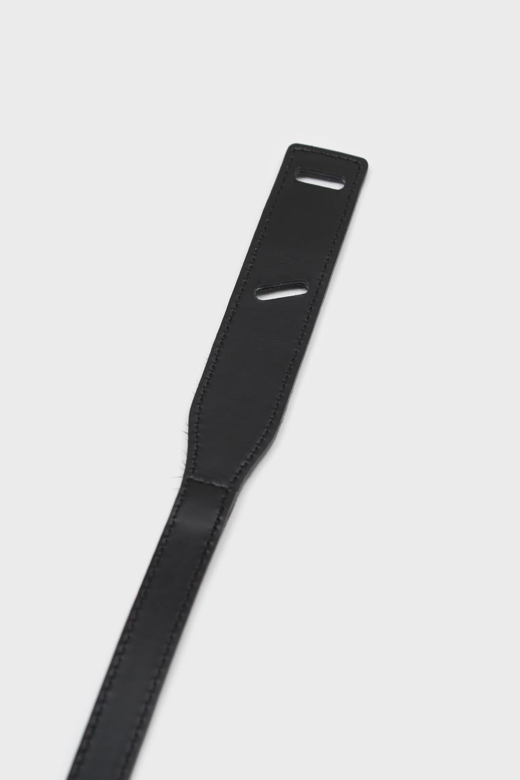 Black genuine leather thin knot waist belt