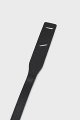 Black genuine leather thin knot waist belt