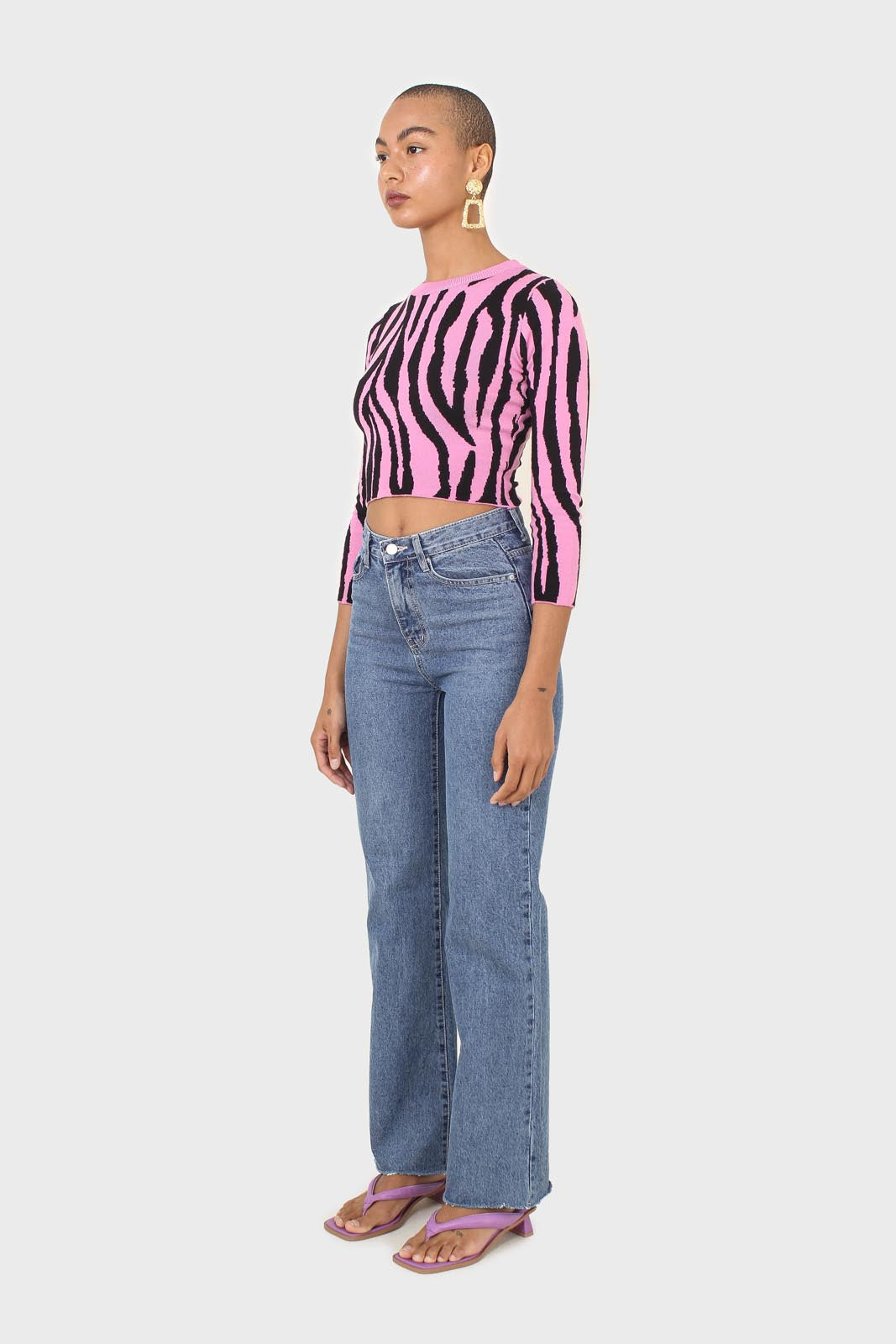 Hot pink and black zebra cropped top