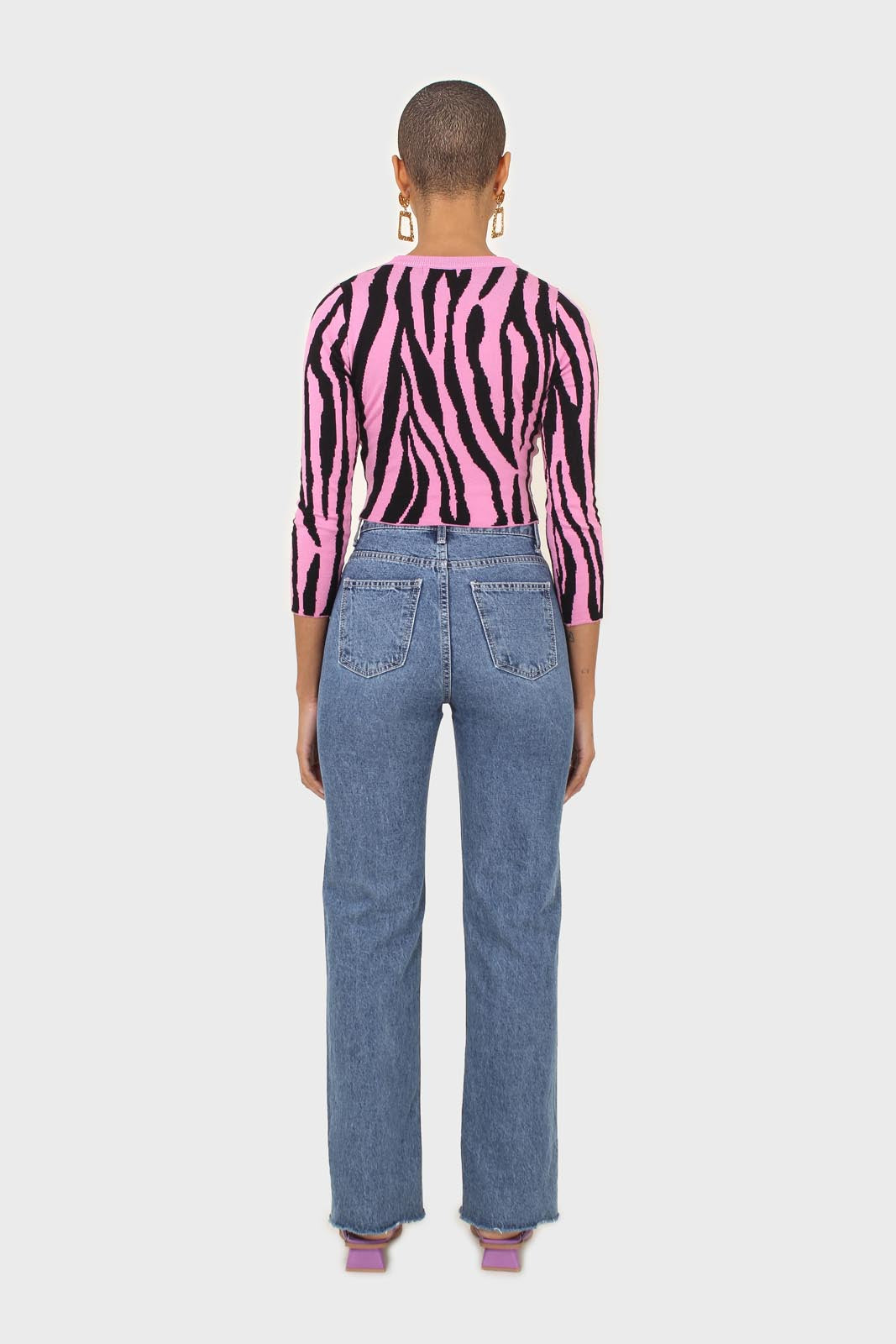 Hot pink and black zebra cropped top