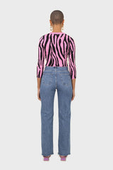 Hot pink and black zebra cropped top
