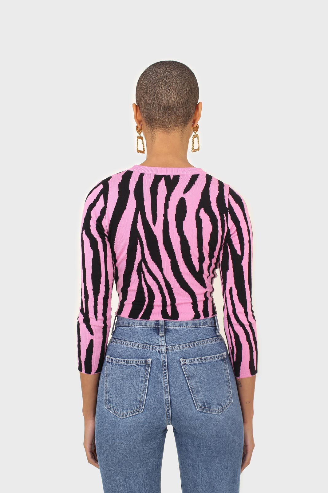 Hot pink and black zebra cropped top