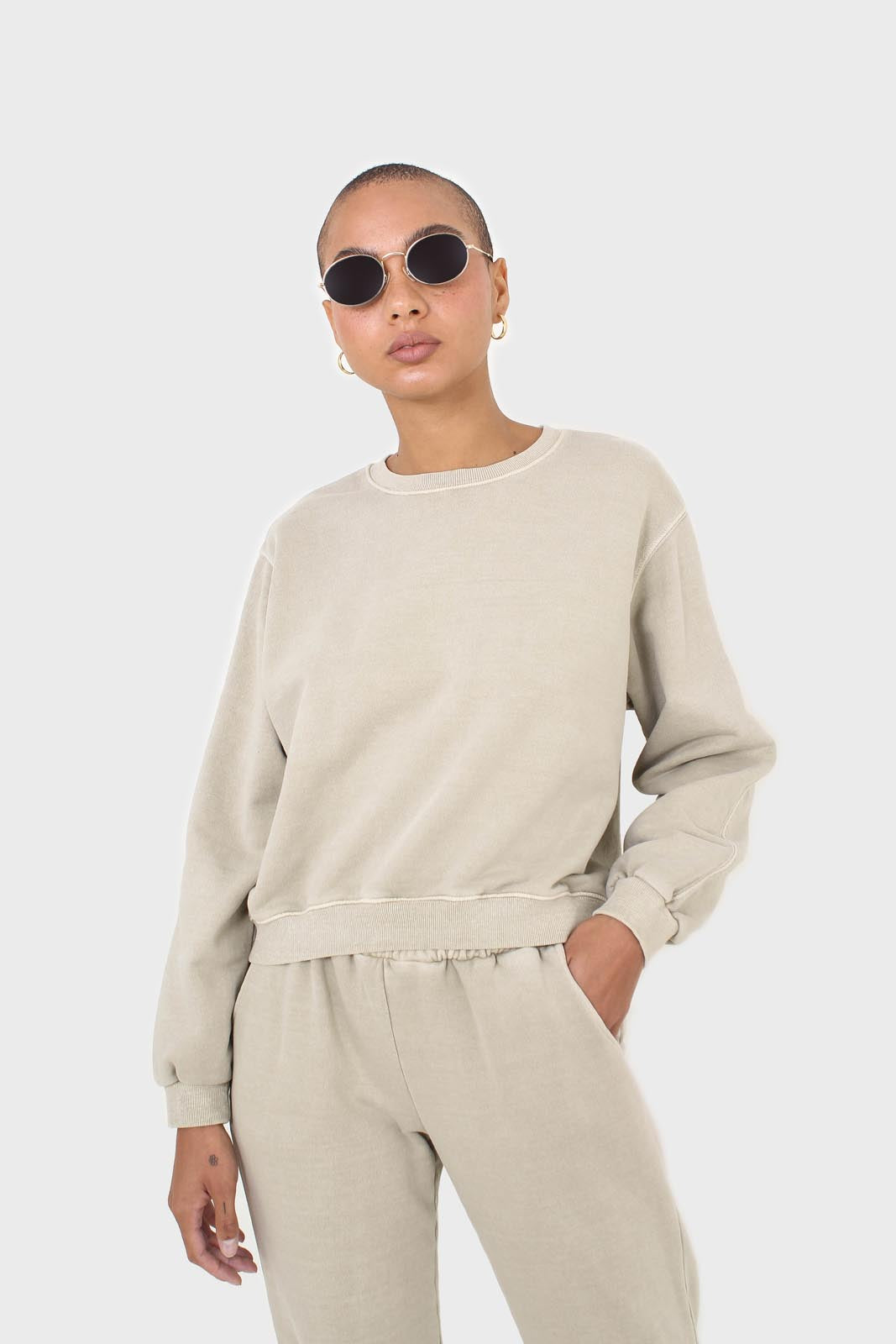 Beige pigment oversized sweatshirt