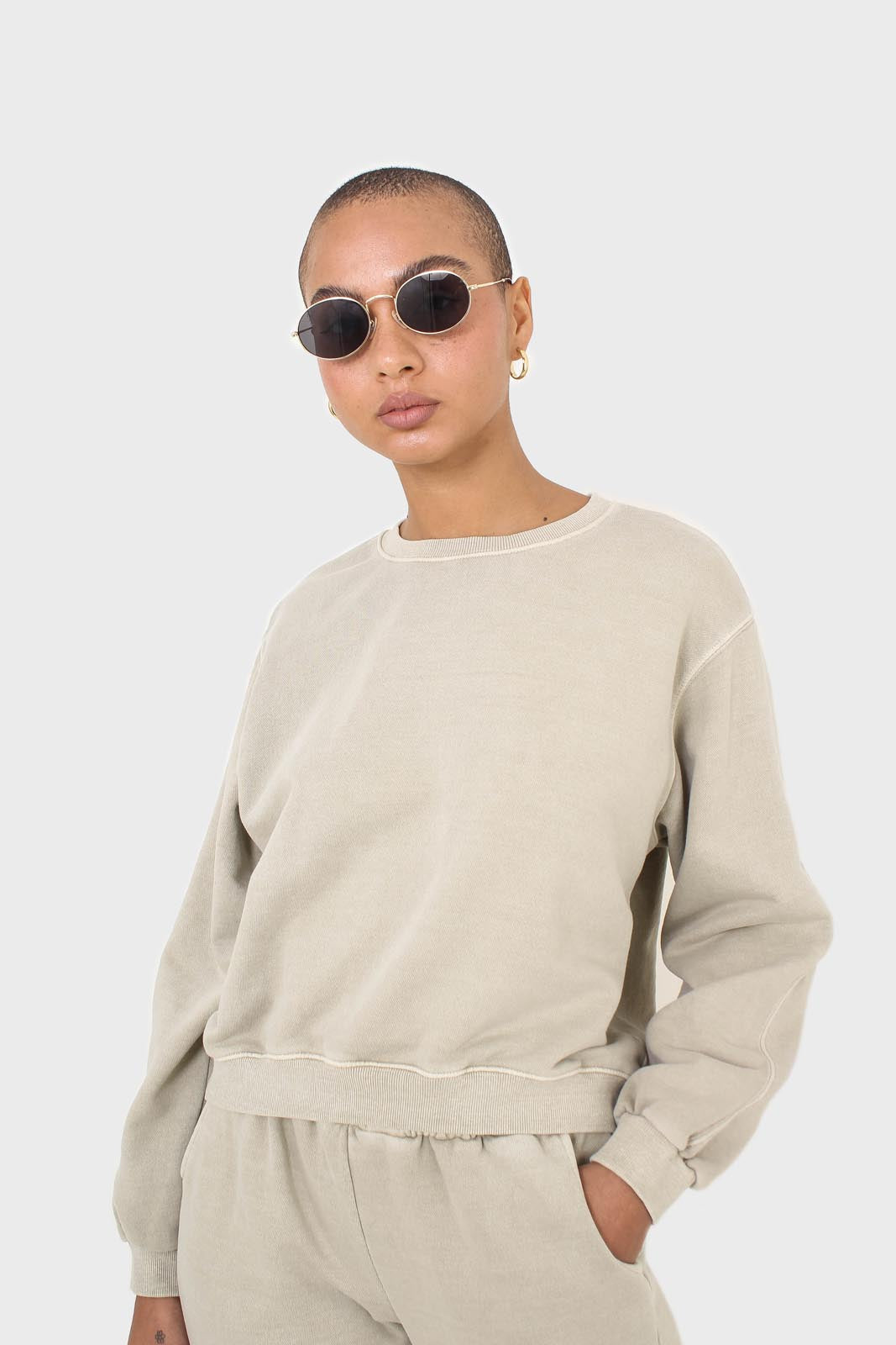 Beige pigment oversized sweatshirt