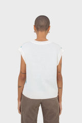 Ivory and blue argyle knit vest