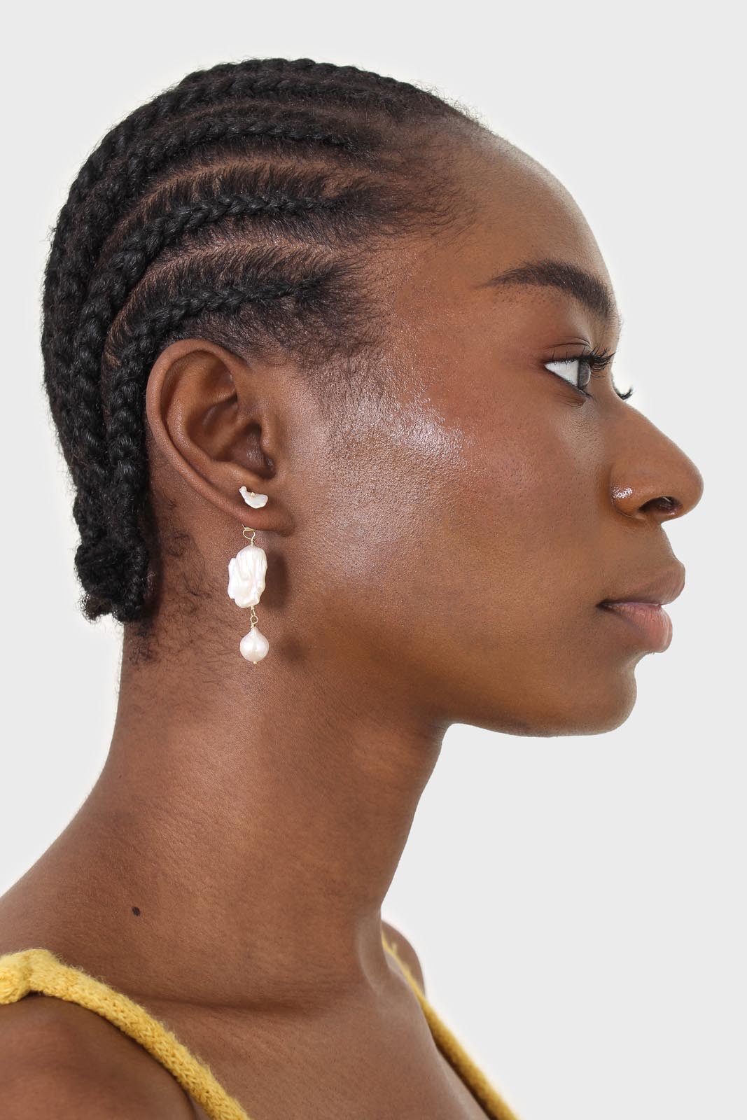Irregular drop genuine pearls earrings
