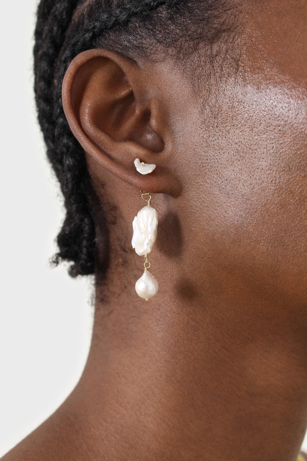 Irregular drop genuine pearls earrings
