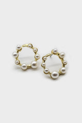Gold dot pearls earrings