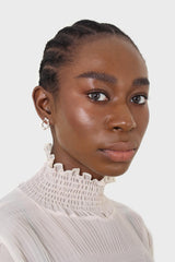 Silver dot pearls earrings