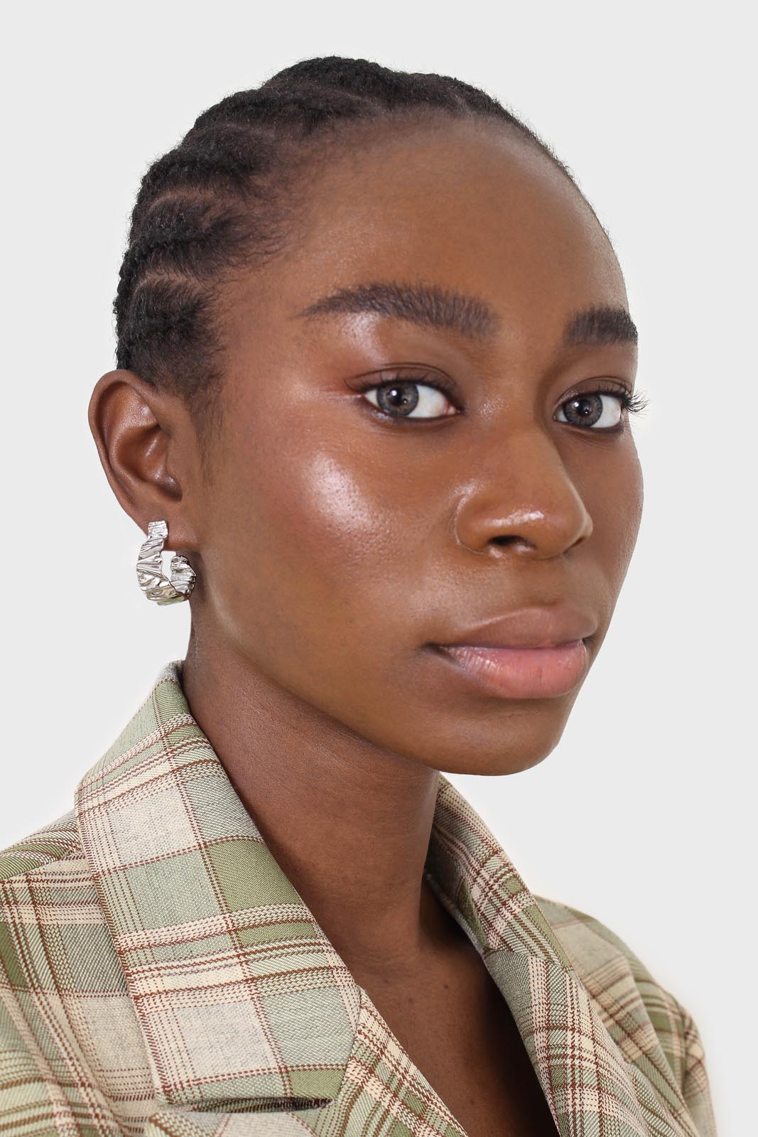 Silver rough texture earrings