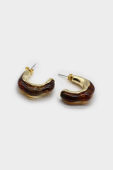 Gold and tortoise stud hoop earrings