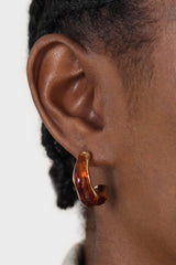 Gold and tortoise stud hoop earrings