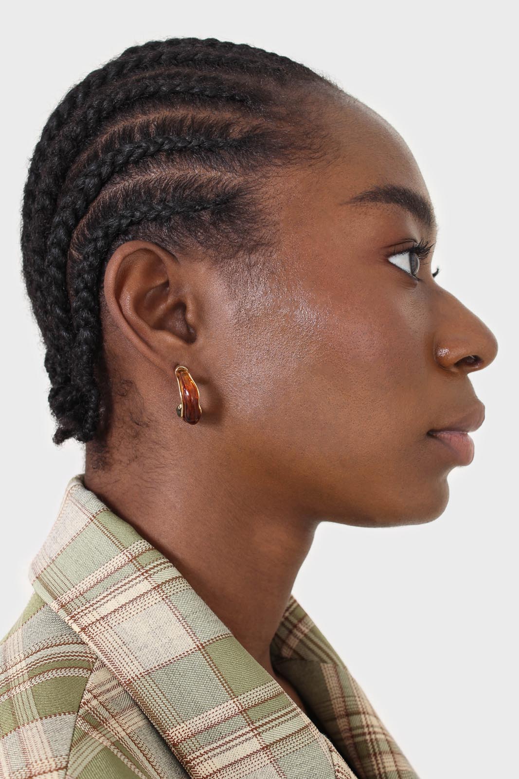 Gold and tortoise stud hoop earrings