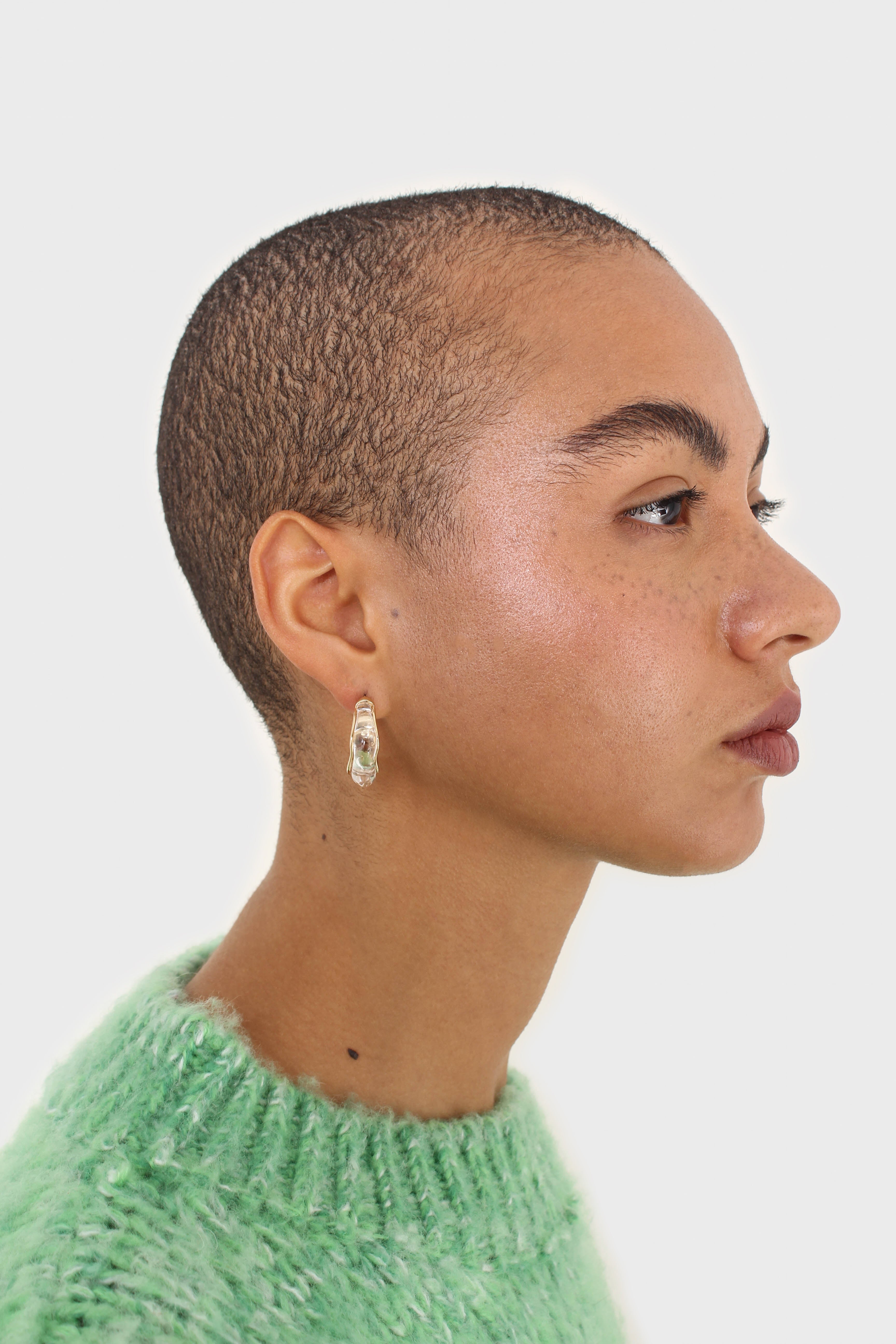 Gold and clear stud hoop earrings