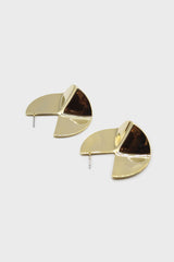Gold folded circle earrings
