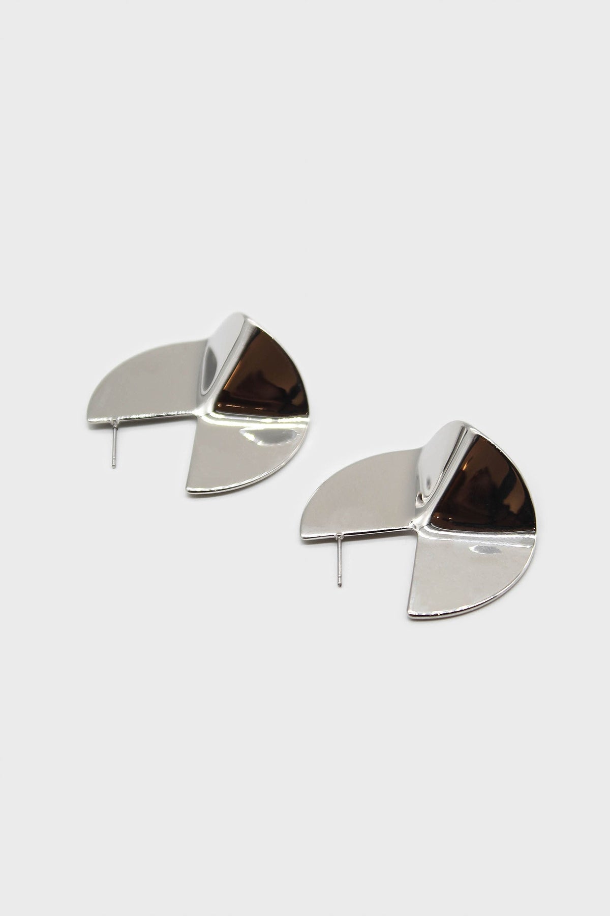Silver folded circle earrings