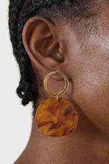 Gold and tortoise circle earrings