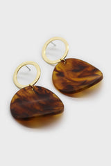 Gold and tortoise circle earrings