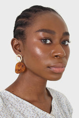 Gold and tortoise circle earrings