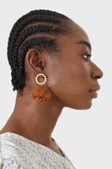 Gold and tortoise circle earrings