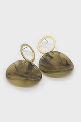 Gold and khaki circle earrings