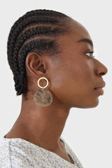 Gold and khaki circle earrings