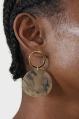 Gold and khaki circle earrings