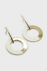Gold and ivory half and half circle earrings