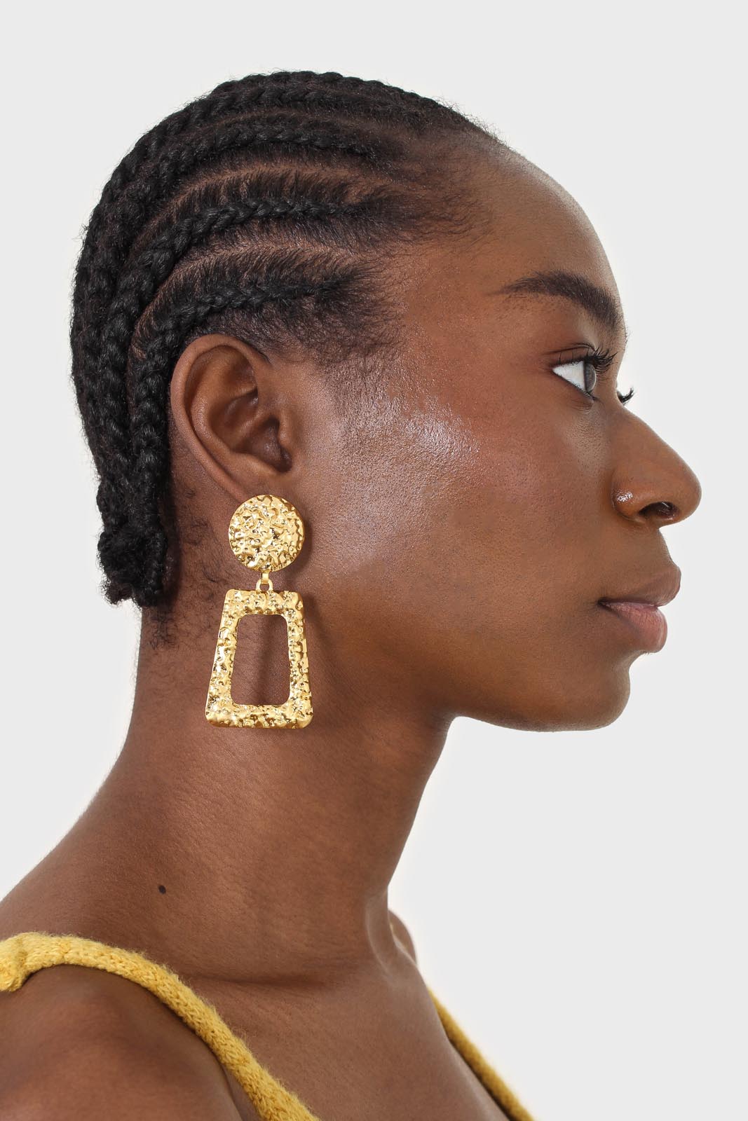 Gold irregular texture rectangle earrings