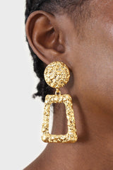 Gold irregular texture rectangle earrings