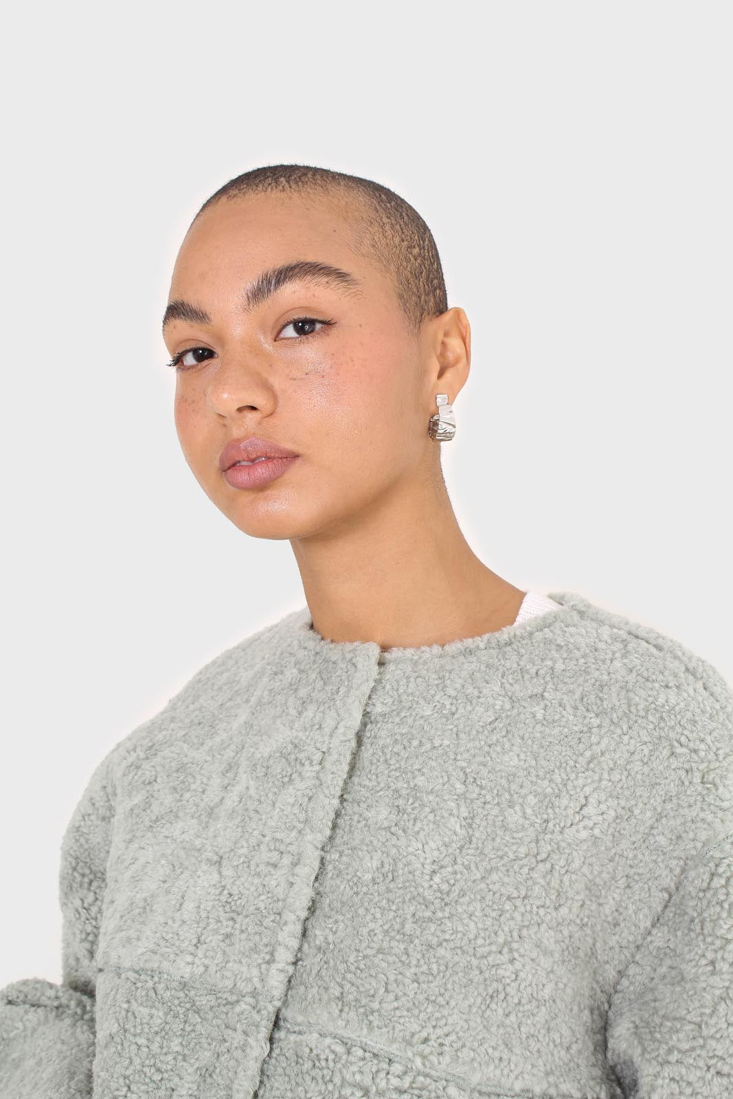 Mint oversized pocket teddy jacket