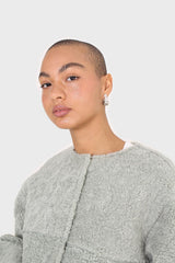 Mint oversized pocket teddy jacket