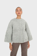 Mint oversized pocket teddy jacket