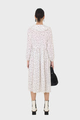 Ivory and black polka dot decorative collar dress