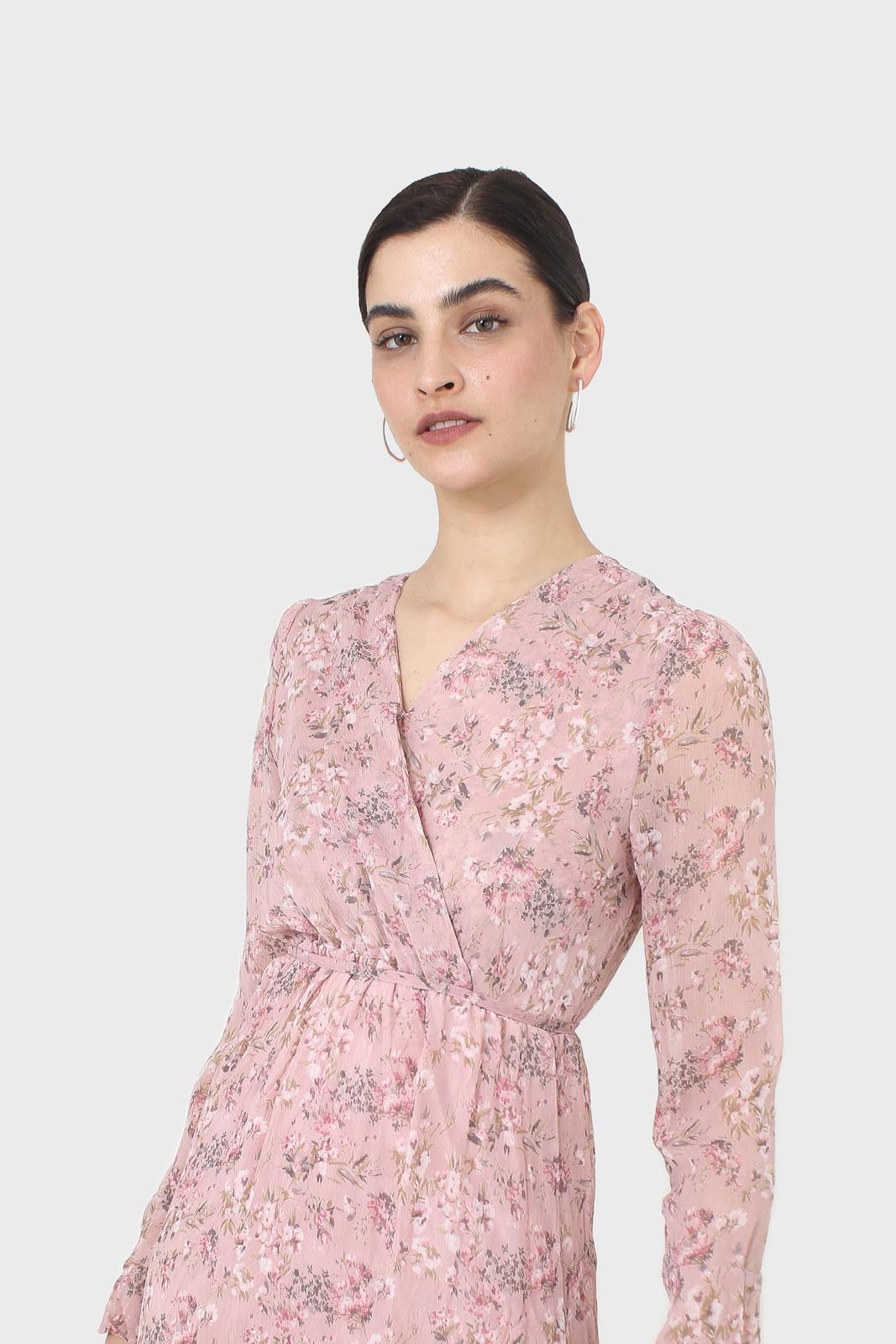 Dusty pink creased effect midi dress