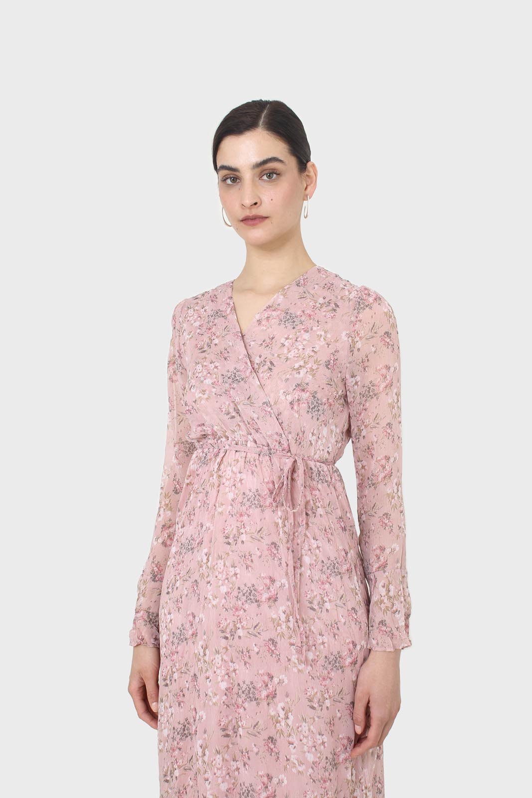 Dusty pink creased effect midi dress