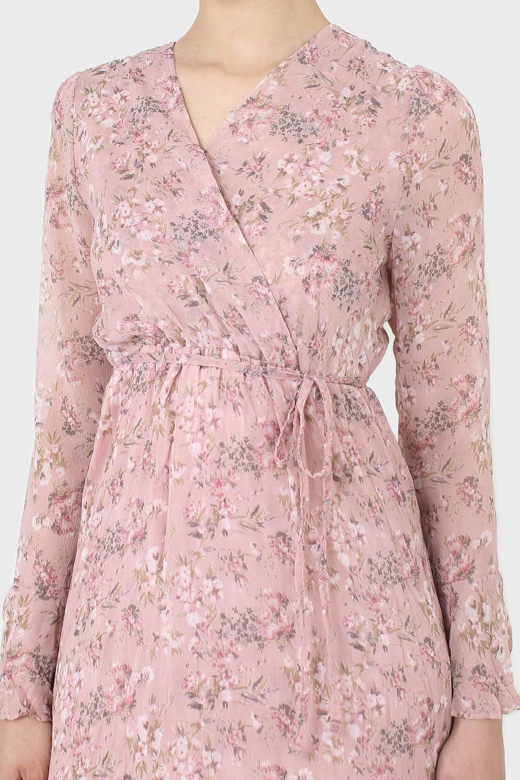 Dusty pink creased effect midi dress