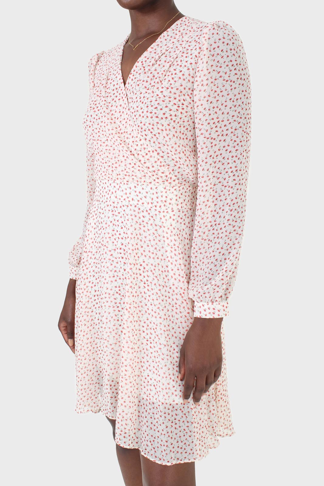 Ivory and red tiny flower print dress