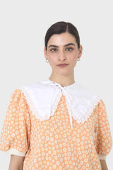 White eyelet trim detachable collar
